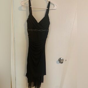 Ruby Rox Black Midi Dress with Embellished Waist